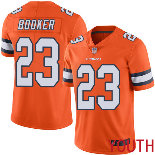 Youth Denver Broncos #23 Devontae Booker Limited Orange Rush Vapor Untouchable Football NFL Jersey->youth nfl jersey->Youth Jersey